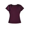 Top Estilo Hot Girl com Decote U, Manga Curta Justo para Verão, Yoga e Fitness, Camiseta Básica Versátil Afinando, Cintura Alta para Corrida