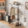 Arara de Chão para Roupas Cabideiro de Quarto Interno Cabideiro Móvel para Entrada de Casa Portátil Rack de Armazenamento para Sacolas de Roupa