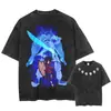 Camiseta Lavada Talla Europea Transfronteriza Streetwear Harajuku Anime Naruto