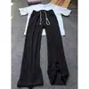 Pantalones Casuales Vintage con Patrón de Trigo para Hombre, Tendencia Primavera y Otoño Estilo Americano Versátil Deportivos Holgados Caída Ancha Pierna Recta Pantalones de Chándal
