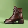 Botas femininas estilo Martin super populares para comércio exterior transfronteiriço, botinhas curtas de outono estilo britânico com sola grossa, botas de couro retrô com salto grosso versáteis e da moda