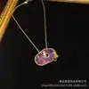 Bronce Antiguo Occidental Chapado 18 Oro Retro Viejo con Adorno Asimétrico Morado Cristal Morado Colgante Pequeño