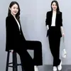 Conjunto de blazer elegante estilo internacional e calça pantalona para mulheres, atacado de outono