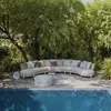 Sofá exterior de ratán, terraza de patio redondo, juego de ocio nórdico, a prueba de sol e impermeable, adecuado para villas, hoteles, jardines y casas de huéspedes