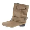 Botas de Cano Curto com Salto Grosso Maillard Femininas 2026 Outono/Inverno Novas Botas Martin de Camurça Botas de Bico Fino Fivela de Cinto Botas com Salto Bloco