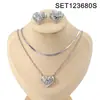 Set de Collar y Pendientes de Corazón de Amor de Acero de Titanio para Mujer, Lujo Ligero, Moda de Alta Gama, Joyería Versátil de Cadena para Clavícula, Artículo Popular Transfronterizo