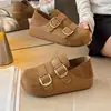 Sapatos Birkenstock Retro com Tira de Fivela Dupla Cobertura Total Novo Estilo Outono 2026 Sapatos Mocassins com Sola Grossa para Aumentar a Altura Uso Dupla Face Sapatos Individuais para Mulheres