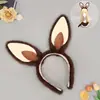 Tiara de Orelha de Coelho Fofa Adereços para Festa de Feriado Apresentação de Palco Conjunto de Tiara de Orelha de Coelho de Pelúcia Desenho Animado e Cauda de Coelho