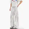 Calça Dirty Tie-Dye com Padrão de Árvore Texturizado para Homens e Mulheres, Calça Fina Retro de Seda Gelada de Secagem Rápida, Solta, Respirável e Fresca