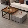 Mesa de centro de losa de roca, mueble para sala de estar, diseño moderno y minimalista, adecuada para apartamentos pequeños, lujo ligero estilo italiano, mesa de centro cuadrada con tapa de vidrio