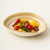 Cuenco Yuanbao de Cerámica Horneada de Fábrica de 9.5 Pulgadas para Uso Doméstico, Bol para Ensalada, Cuenco Irregular de Cerámica, Bol para Snacks, Bol para Postres