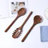 Espátula para Arroz Frito de Teca Espátula Sólida de Madera para Wok Hogareña Resistente a Altas Temperaturas Antiadherente Cuchara Especial de Madera Cuchara Ranurada Pala Utensilios de Cocina