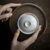 Cuenco con Tapa de Cerámica Mingzhenshanzhi con Patrón de Pez Loto Verde Antiguo, Cuenco de Cerámica con Tapa Pintado a Mano Estilo Antiguo con Loto y Carpa, Objeto de Erudito