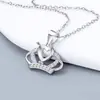 Plata de ley maciza S925 engaste hueco con forma de corazón de 6x6 mm collar de corona de corazón hueca estilo princesa diamante DIY para clavícula