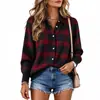 Estación Independiente de Amazon Transfronteriza Europea y Americana Camisa Casual Suelta de Cuadros con Solapa Suéter de Punto Cárdigan Chaqueta