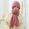 Chapéu feminino outono e inverno cachecol integrado chapéu de neve chapéu de esquilo veludo chapéu de lã forrado com fleece fivela proteção para as orelhas chapéu de tricô