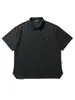 Camisa Polo Retro de Manga Curta com Lapela de Bolso Estilo Japonês Nanxia para Homens, Top Versátil Casual Fresco e Solto para Casais