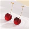 Lindos pendientes de cereza súper dulces Pendientes sencillos de corazón de Sweet Cherry Girl Accesorios