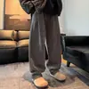 Pantalones Casuales de Pierna Ancha Gruesos de Rayas Diagonales Estilo Perezoso de Primavera para Hombre Marca de Moda Sueltos Talla Grande Adelgazantes Caída Pierna Recta Pantalones Largos