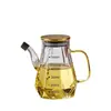 Olla de aceite de vidrio de borosilicato alto para uso doméstico, botella transparente con forma de diamante para condimentos, utensilios de cocina, botella de salsa de soja y vinagre líquido, olla de aceite