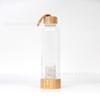 Copo com Tampa de Bambu Transfronteiriço Tampa de Pedrinhas de Cristal Copo com Energia de Pedras Cura Cristalina Garrafa de Vidro de Cristal