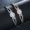 Pulsera de Alto Gama Estilo Europeo Incrustada con Diamantes para Mujer, Pulsera de Moda Simple y de Lujo Ligero con Diseño de Nicho Trendy, En Stock Dorado
