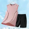 Chaleco deportivo para hombre para fitness en verano, top de seda helada, camiseta sin mangas de secado rápido para correr, conjunto holgado para entrenamiento de baloncesto