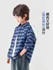 Camisa clásica a cuadros para niños de Duoduo, camisa estampada con cuello camisero para primavera y otoño, prenda exterior holgada y elegante para niños mayores