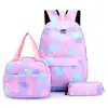 Nova Moda Transfronteiriça Casual Mochila Escolar de Três Peças Mochila de Estudante Mochila Escolar de Campus Três-em-Um Bolsa de Ombro Lancheira