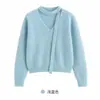 Suéter Engrosado Otoño e Invierno para Mujer Morado Cuello en V Suave y Pegajoso Tejido de Punto Halter con Cintas Manga Larga Versátil Ropa de Mujer Novedades de Otoño
