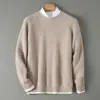 Suéter de Lana 100% Engrosado Grano de Arroz Bai Cai Rong para Hombre Otoño Invierno Cuello Redondo Suéter Casual Tejido Holgado Capa Base