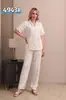 Pantalones Cortos de Manga Corta con Cuello Reversible de Doble Cara de Seda de Leche de Verano Nuevos Transfronterizos Europeos y Americanos para Mujer, Ropa de Casa, Pijama que se Puede Usar Afuera
