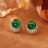 Elegantes pendientes de botón de ágata y circonita, pendientes versátiles de moda dopamina para el día a día, exquisitos y compactos, pendientes modernos y con estilo