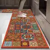 Alfombra de Piso para Cocina Estilo Americano Retro Lujo Ligero, Impermeable, Resistente al Aceite, Fácil de Limpiar, Alfombrilla de Diatomeas Absorbente de Agua Antideslizante para Uso Doméstico