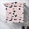 Toalla Suave de Dibujos Animados de Halloween Transfronteriza Toalla de Mano con Estampado Lindo de Fantasma Murciélago Trapo de Cocina Temático de Halloween