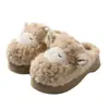 26 Nuevas Zapatillas de Algodón Suaves y Lindas de Oveja Pequeña para Otoño e Invierno, para el Hogar, Interiores, Antideslizantes, Suela Gruesa, Calientes de Felpa, Zapatillas de Piel para Maternidad