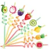 St071 Pajitas de Frutas Coloridas para Cumpleaños 24 Piezas por Bolsa Accesorios Decorativos para Fiestas en la Piscina de Verano