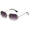 Gafas de sol sin montura de moda europeas y americanas transfronterizas, sentido de alta gama para hombre, gafas de sol con ribete poligonal para mujer 2025