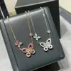 Collar Mariposa Fantasma Graff Versión Alta Oro V Mariposa Entrelazada Full Diamante para Mujer Chapado en Oro 18K Fresado de Precisión con Torno CNC