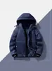 Jaqueta jeans masculina inverno espessada jeans azul algodão acolchoada com capuz quente moderna da moda alta qualidade