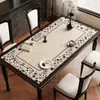 Mantel Protector de Mesa de Comedor de Lujo Ligero Estilo Retro Francés de Gama Alta, Impermeable, Resistente al Aceite, Lavable, Resistente al Calor, Cuero, Estilo Vintage