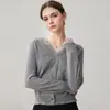 Cárdigan de punto patchwork de encaje y cachemira estilo francés para mujer, versión otoño e invierno, suéter elegante con flecos, camisa básica juvenil