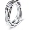 Anillo de Círculo Anillado de Tres Anillos de Acero de Titanio para Pareja, Anillo Giratorio Anti-Ansiedad para Dedo, Joyería de Mano Transfronteriza