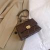 Estilo Hong Kong Retro Cor Sólida Bolsa Pequena Feminina 2024 Nova Bolsa Transversal de Corrente Texturizada Ombro Prisma Pequena Bolsa Quadrada