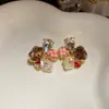 Pendientes de Flor de Cristal con Aguja de Plata Estilo Minimalista Francés, Pendientes de Nicho de Gama Alta, Pendientes de Diseño Moderno y Único para Mujer