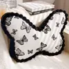 Cojín Decorativo Floral Mariposa Estilo Francés Minimalista de Lujo Ligero con Relleno para Cabecera de Cama, Dormitorio, Ventana Saliente, Soporte Lumbar