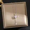 Colar de Aço Titânio Prata Zircônia Celebridade da Internet Venda Quente Nicho Feminino Novo Design Sensação Elegante Corrente Clavícula Joia