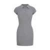 Verano sexy chica caliente cuello polo rosa puro deseo temperamento body ajustado falda bodycon adelgazante chica caliente minifalda de punto