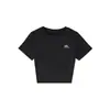 Camiseta Negra de Cuello Redondo y Manga Corta para Mujer, Estilo Nuevo de Verano con Diseño Sencillo de Letras, Top Versátil de Moda