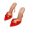 Sandálias de Moda Transfronteiriças, Bico Fino Salto Agulha de PVC, Sapatos Femininos de Exportação, Salto Alto Estilo Passarela, Sandálias com Salto